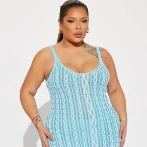 Women’s blue sweater knit dress midi sleeveless size 2X